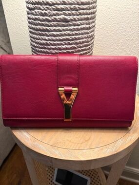 Authentic Raspberry Yves Saint Laurent Clutch